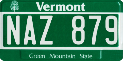 VT license plate NAZ879