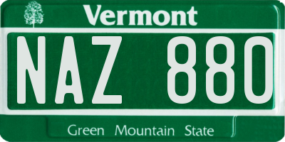 VT license plate NAZ880