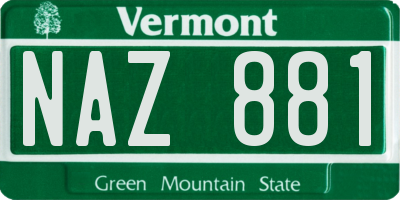 VT license plate NAZ881