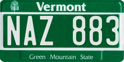 VT license plate NAZ883