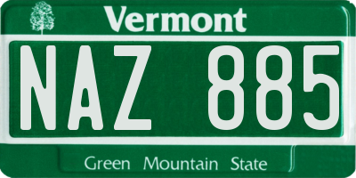 VT license plate NAZ885