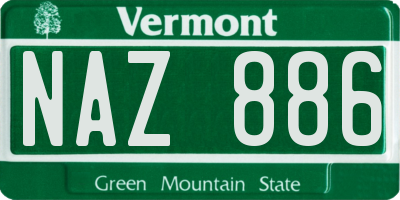 VT license plate NAZ886