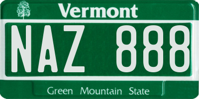VT license plate NAZ888