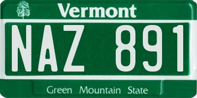 VT license plate NAZ891