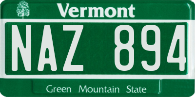 VT license plate NAZ894