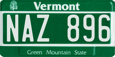 VT license plate NAZ896