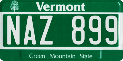 VT license plate NAZ899