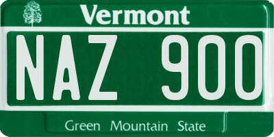VT license plate NAZ900