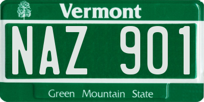 VT license plate NAZ901