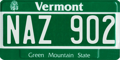 VT license plate NAZ902