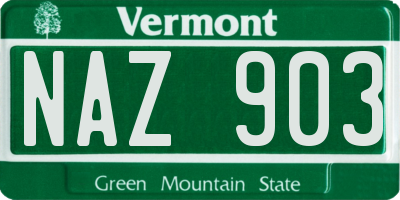 VT license plate NAZ903