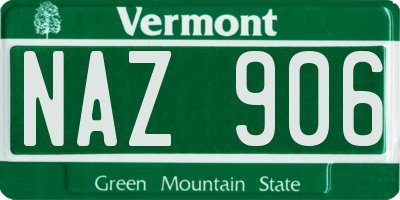 VT license plate NAZ906