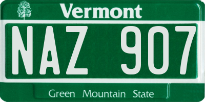 VT license plate NAZ907