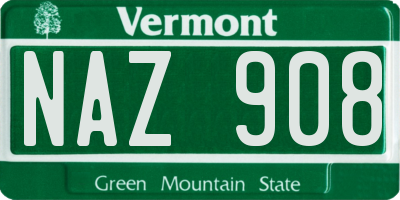 VT license plate NAZ908