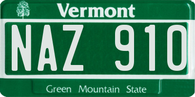 VT license plate NAZ910