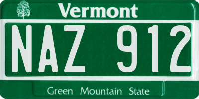 VT license plate NAZ912