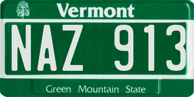 VT license plate NAZ913