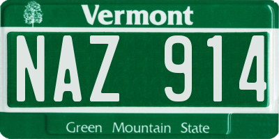 VT license plate NAZ914
