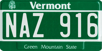 VT license plate NAZ916