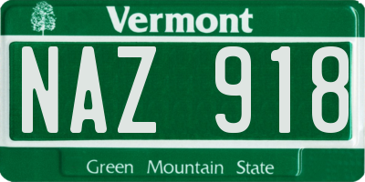 VT license plate NAZ918