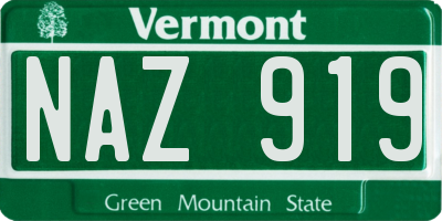 VT license plate NAZ919
