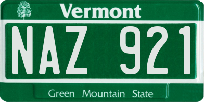 VT license plate NAZ921