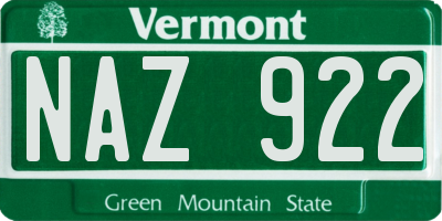 VT license plate NAZ922