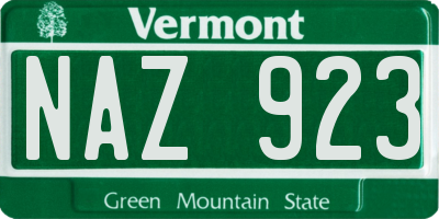 VT license plate NAZ923