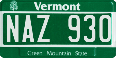 VT license plate NAZ930