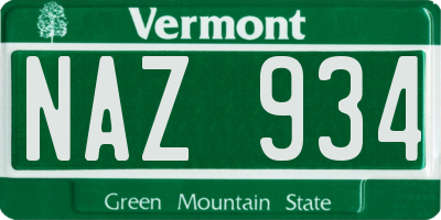 VT license plate NAZ934