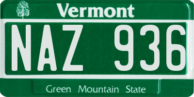 VT license plate NAZ936