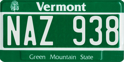 VT license plate NAZ938