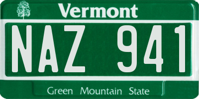 VT license plate NAZ941