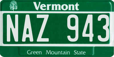 VT license plate NAZ943