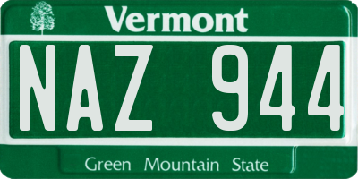VT license plate NAZ944