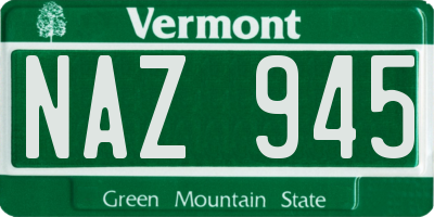 VT license plate NAZ945