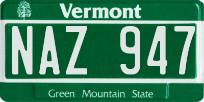 VT license plate NAZ947