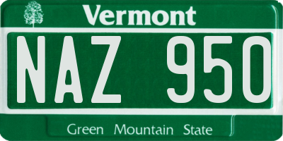 VT license plate NAZ950