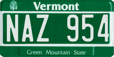 VT license plate NAZ954