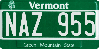 VT license plate NAZ955
