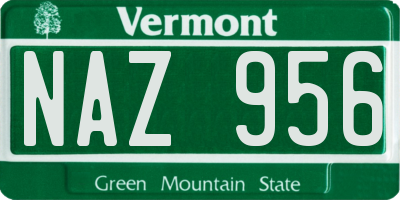 VT license plate NAZ956