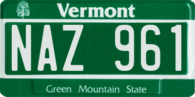 VT license plate NAZ961