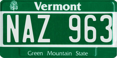 VT license plate NAZ963