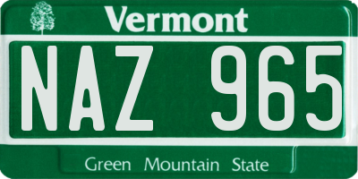 VT license plate NAZ965