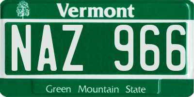 VT license plate NAZ966