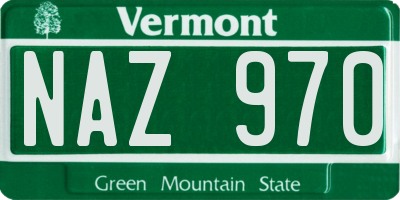 VT license plate NAZ970