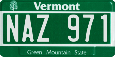 VT license plate NAZ971