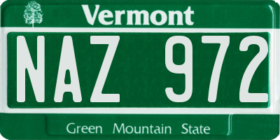 VT license plate NAZ972