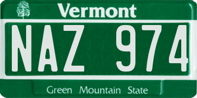 VT license plate NAZ974