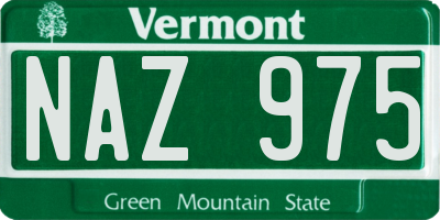 VT license plate NAZ975